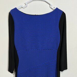 Chaps royal blue & black ribbed sheath dress size 12